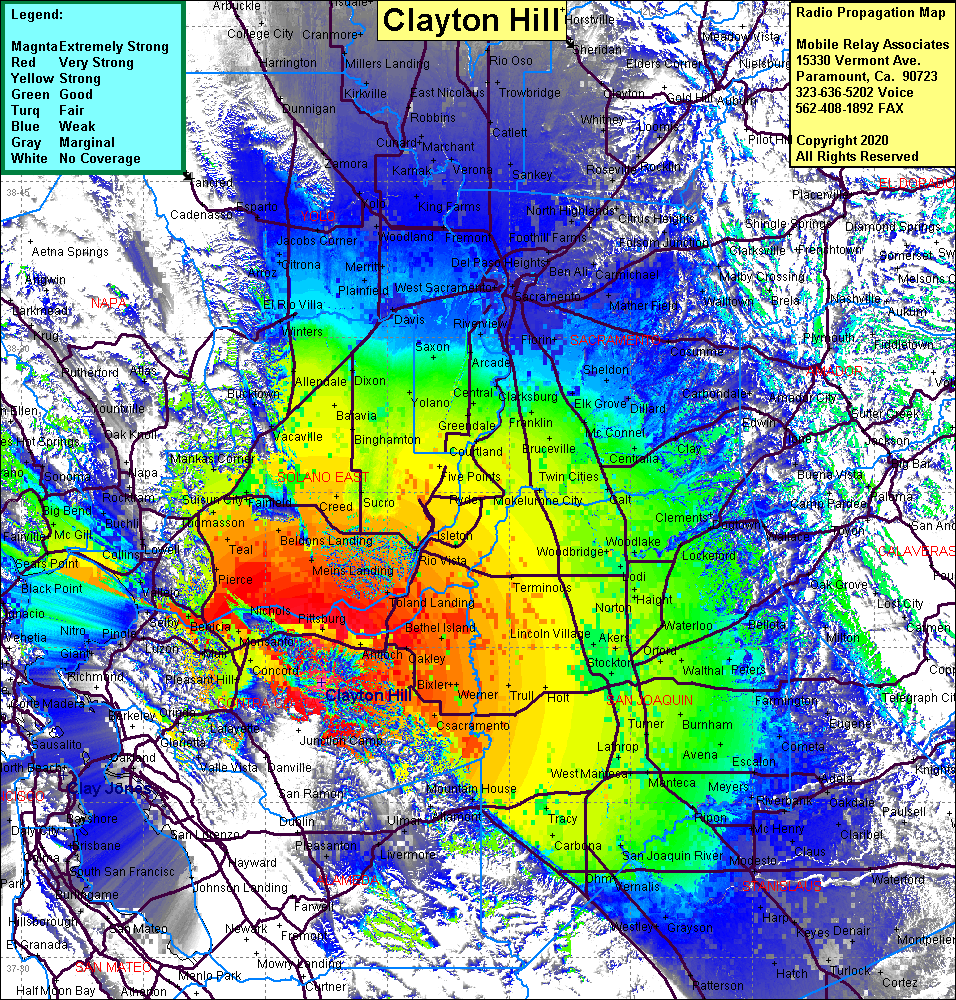 heat map radio coverage Clayton Hill